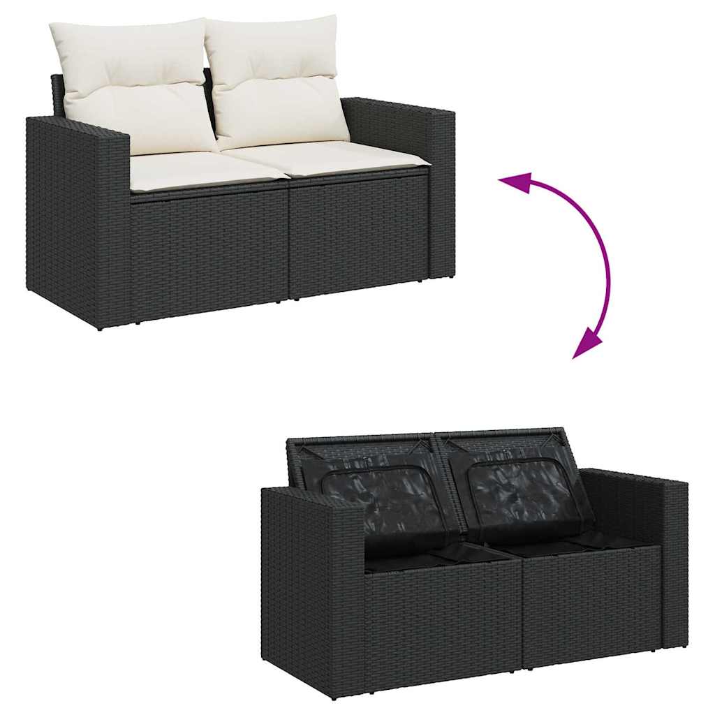 7-delige Loungeset met kussens poly rattan zwart is nu te koop bij PeponiXL, paradijselijk wonen!