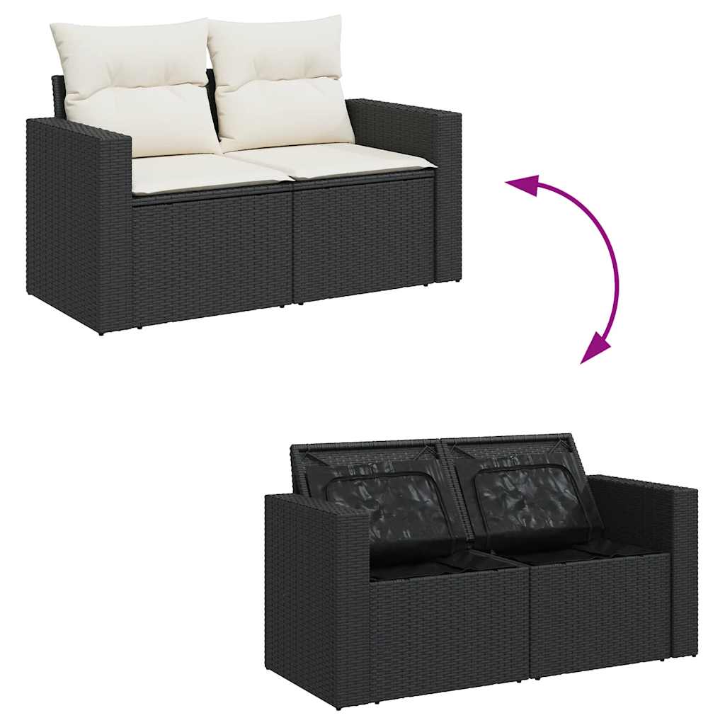 10-delige Loungeset met kussens poly rattan zwart is nu te koop bij PeponiXL, paradijselijk wonen!