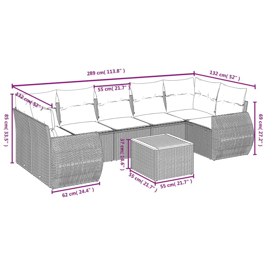 8-delige Loungeset met kussens poly rattan beige is nu te koop bij PeponiXL, paradijselijk wonen!