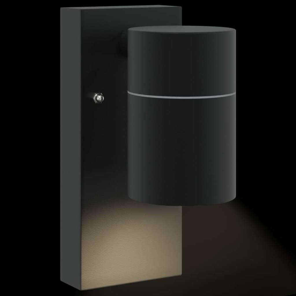 Buiten Wandlamp 2 pcs Zwart 6,5 x 10,5 x 16 cm RVS en Glas is nu te koop bij PeponiXL, paradijselijk wonen!