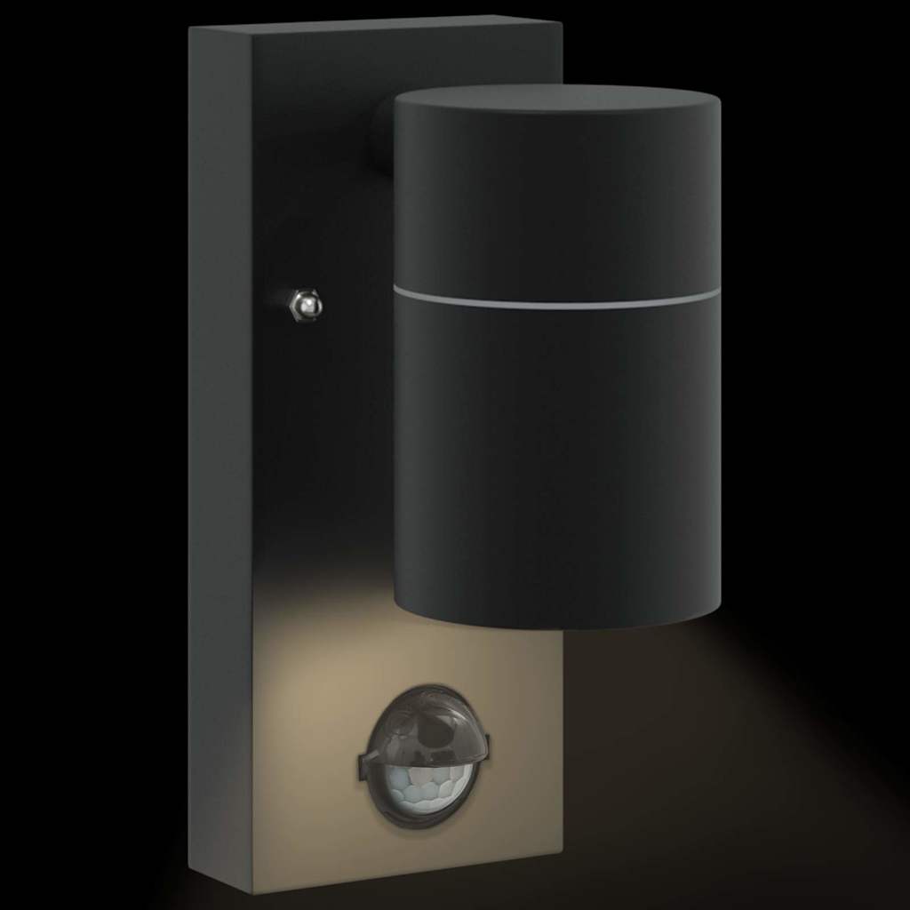 Buiten Wandlamp 2 pcs Zwart 6,5 x 10,5 x 16 cm RVS en Glas is nu te koop bij PeponiXL, paradijselijk wonen!