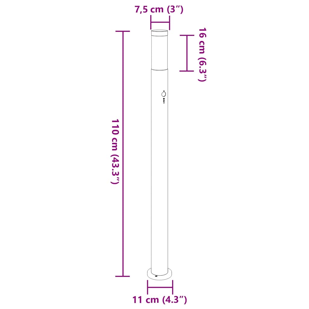 Bolderverlichting met sensor 110 cm roestvrij staal IP44 is nu te koop bij PeponiXL, paradijselijk wonen!