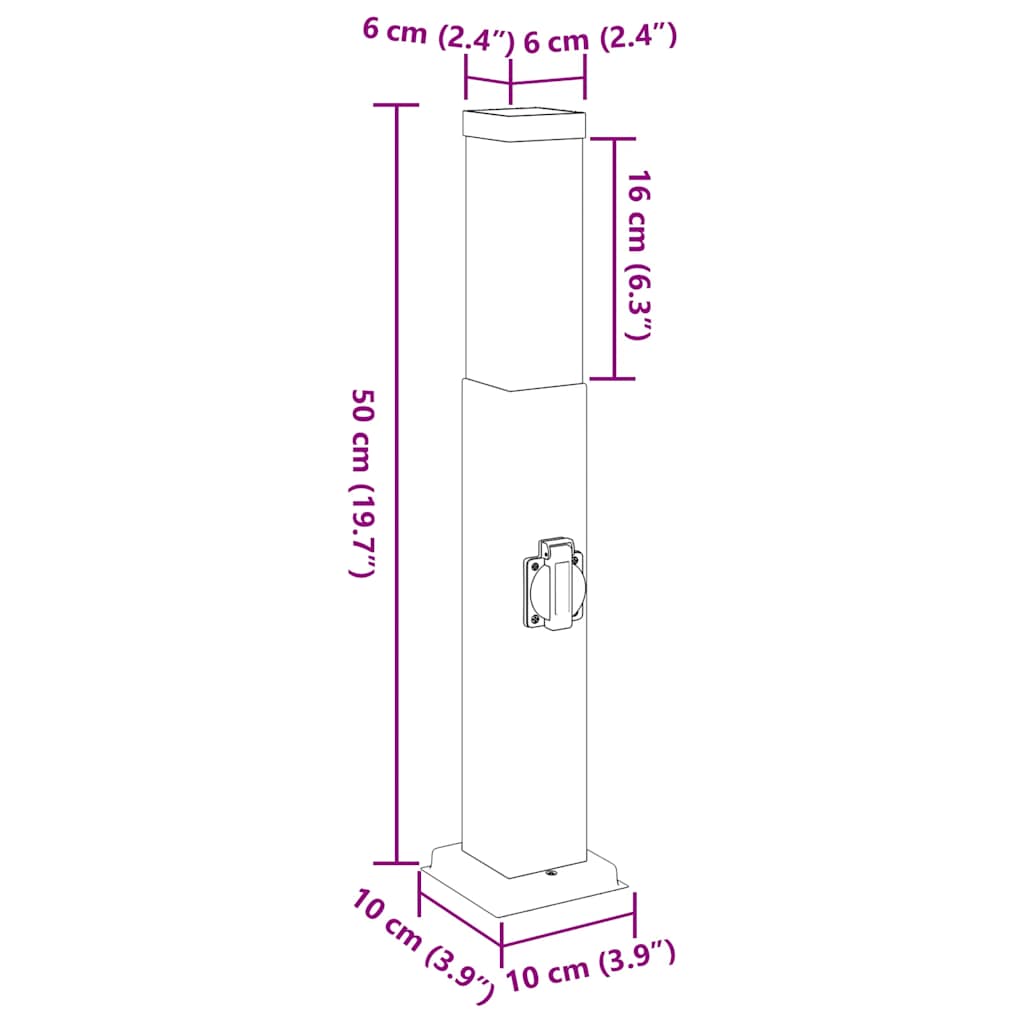 Bolderverlichting met stopcontact 3 stuks 50 cm RVS IP44 is nu te koop bij PeponiXL, paradijselijk wonen!