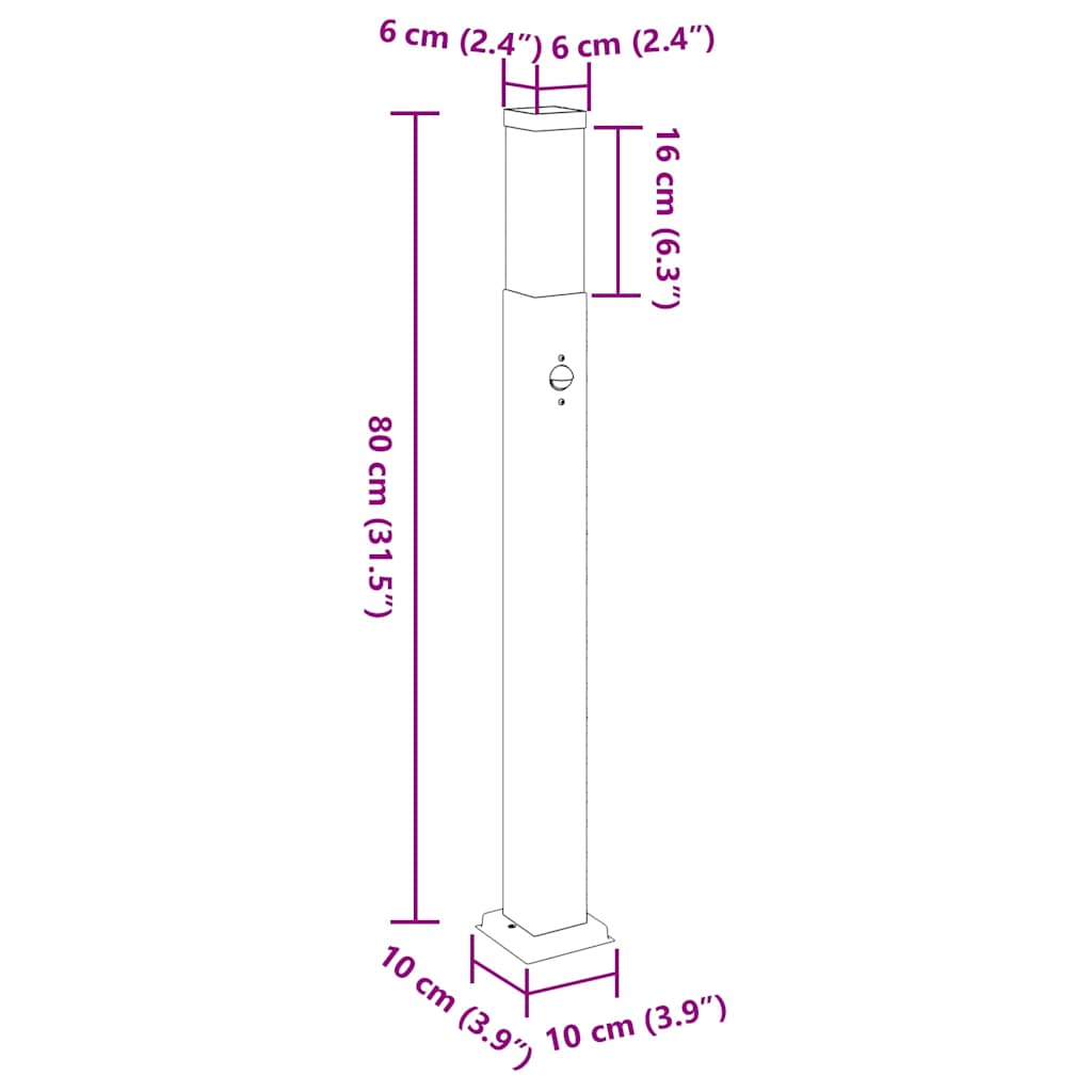 Bolderverlichting met sensor 3 stuks 80 cm Zwart IP44 is nu te koop bij PeponiXL, paradijselijk wonen!