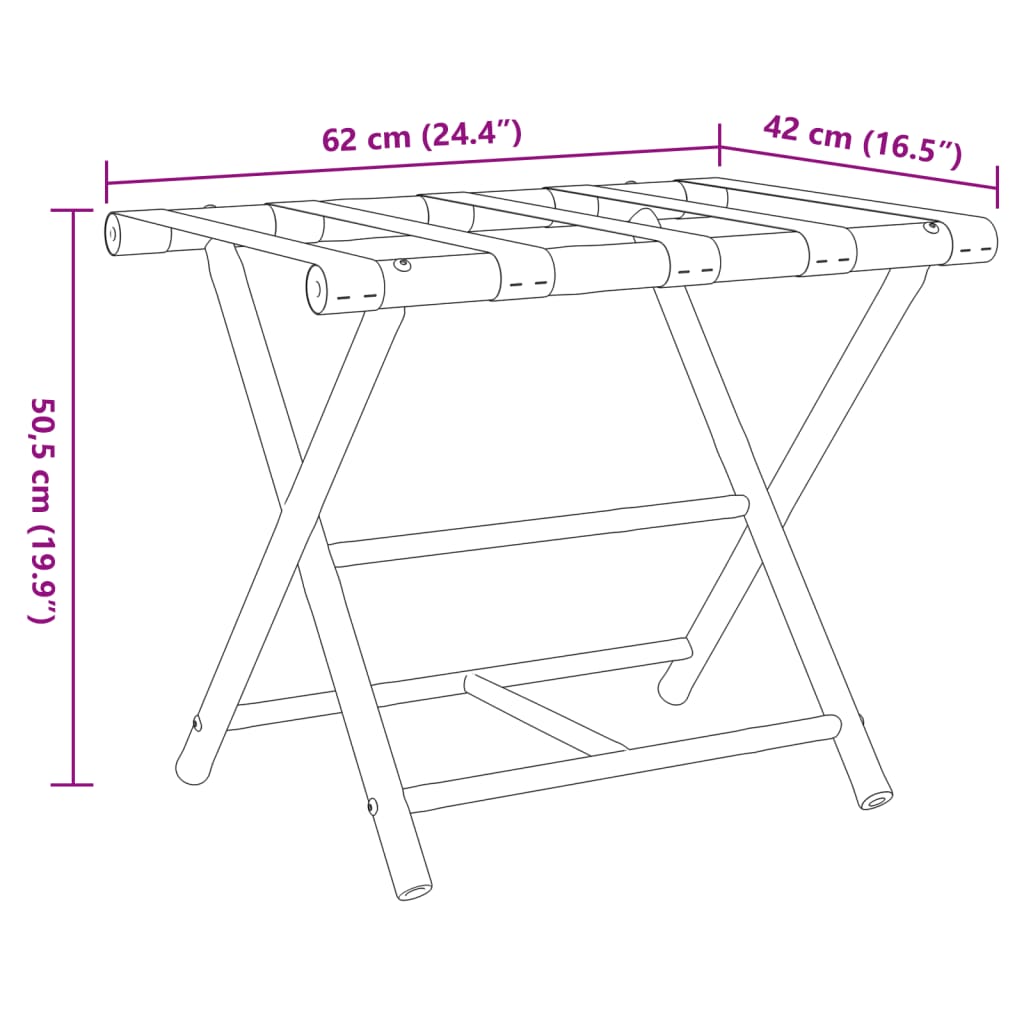 Bagagerek inklapbaar 62x42x50,5 cm bamboe is nu te koop bij PeponiXL, paradijselijk wonen!