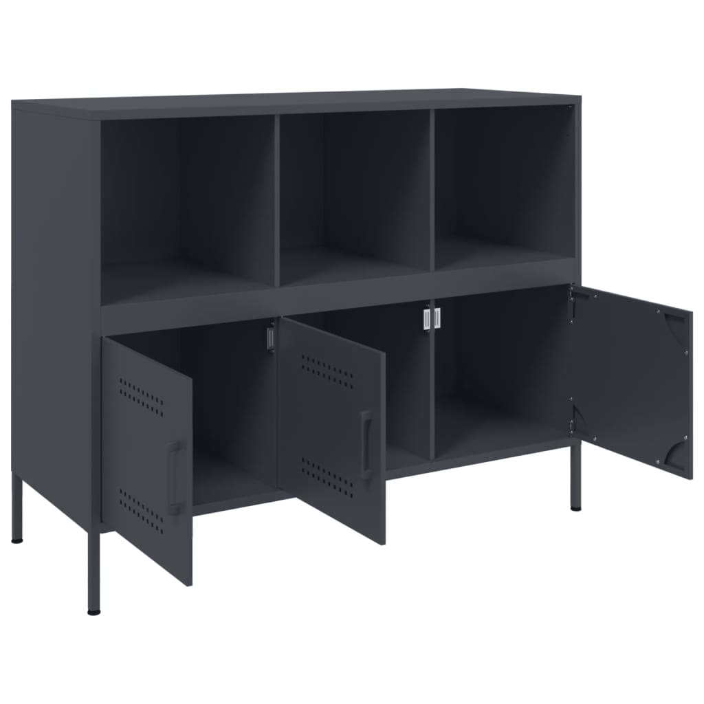 Dressoir 100,5x39x79 cm staal antracietkleurig is nu te koop bij PeponiXL, paradijselijk wonen!