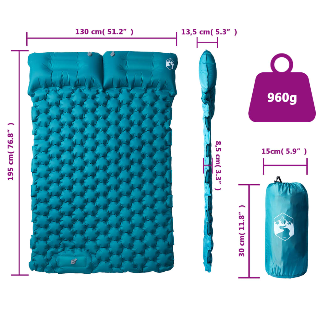 Kampeermatras met kussens zelfopblazend 2-persoons blauw is nu te koop bij PeponiXL, paradijselijk wonen!