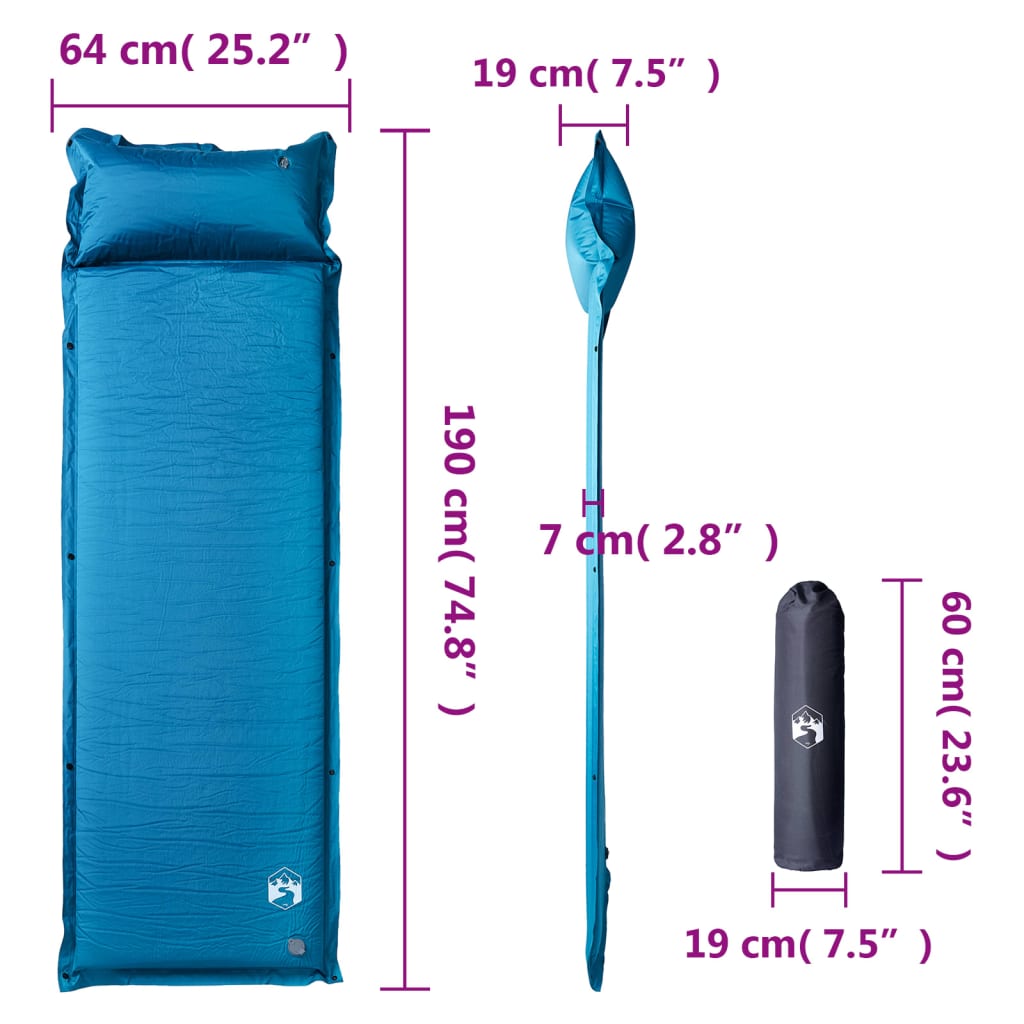 Kampeermatras met kussen zelfopblazend 1-persoons turquoise is nu te koop bij PeponiXL, paradijselijk wonen!