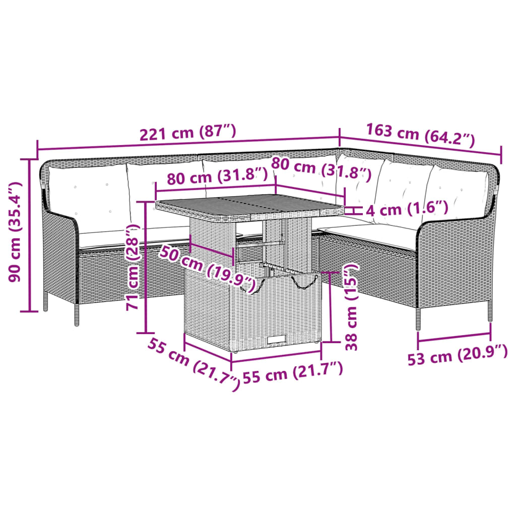 2-delige Loungeset met kussens poly rattan zwart is nu te koop bij PeponiXL, paradijselijk wonen!