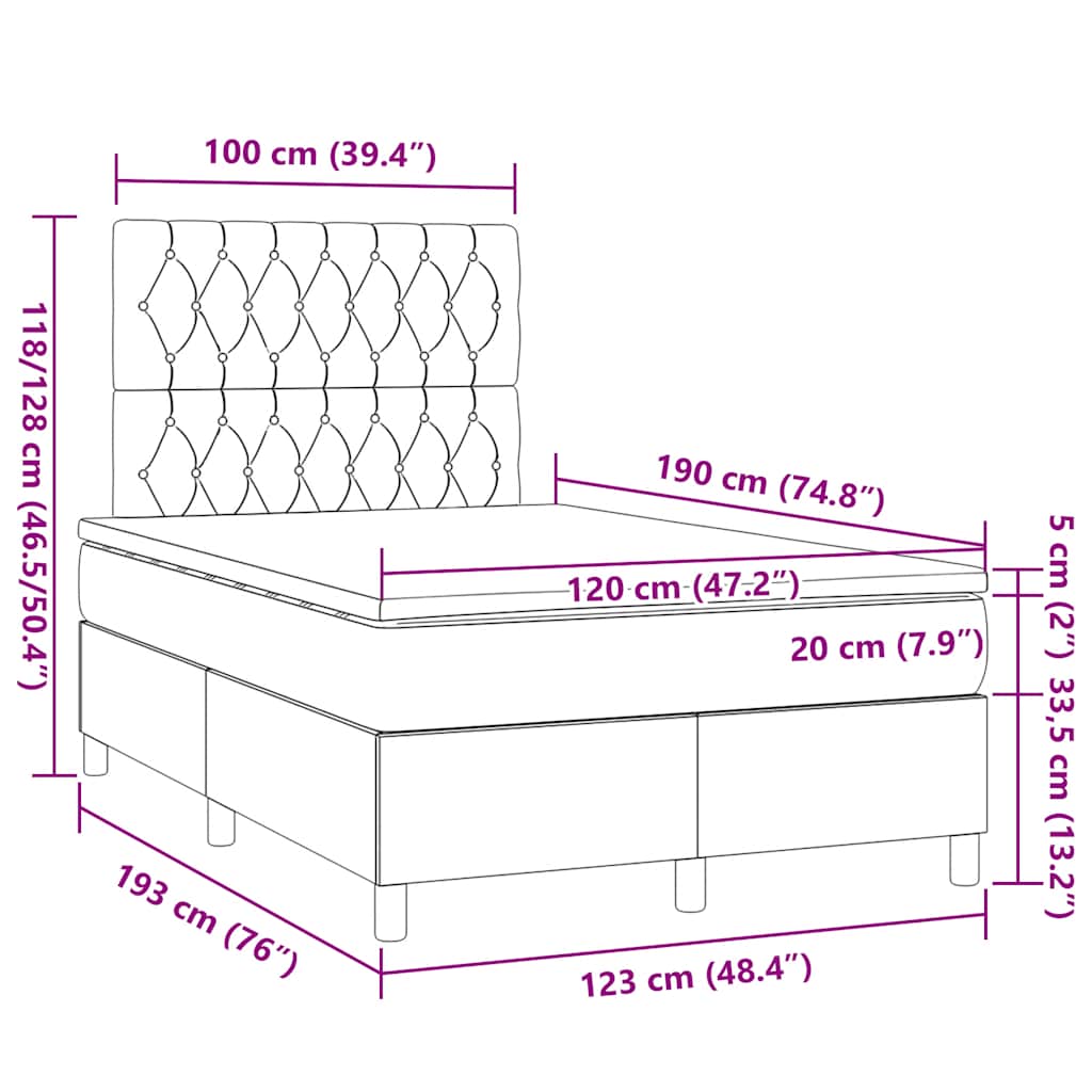Boxspring met matras fluweel donkerblauw 120x190 cm is nu te koop bij PeponiXL, paradijselijk wonen!