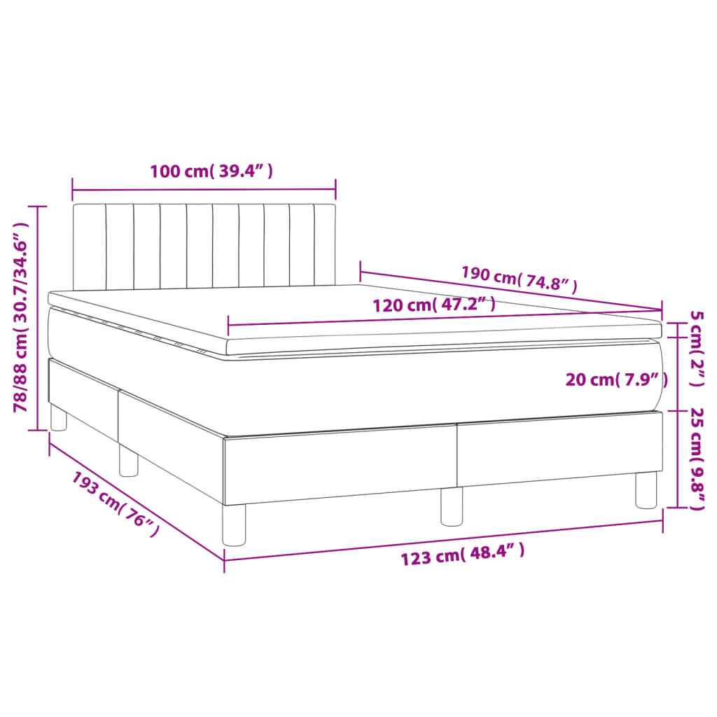 Boxspring met matras en LED stof taupe 120x190 cm is nu te koop bij PeponiXL, paradijselijk wonen!