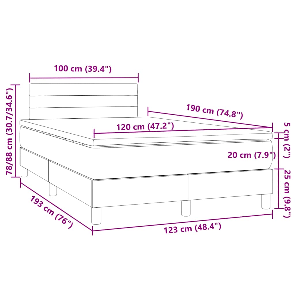 Boxspring met matras en LED stof crèmekleurig 120x190 cm is nu te koop bij PeponiXL, paradijselijk wonen!