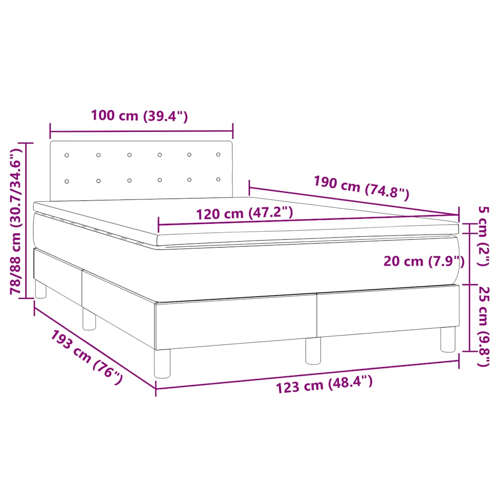 Boxspring met matras en LED stof donkerbruin 120x190 cm is nu te koop bij PeponiXL, paradijselijk wonen!