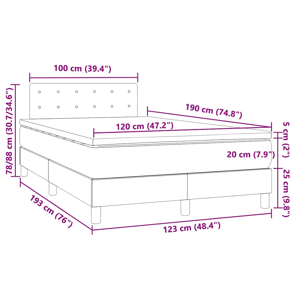 Boxspring met matras en LED kunstleer zwart 120x190 cm is nu te koop bij PeponiXL, paradijselijk wonen!