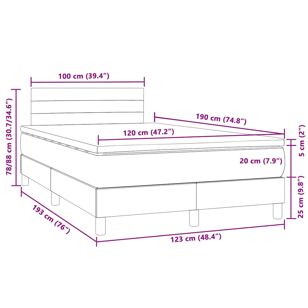 Boxspring met matras en LED fluweel lichtgrijs 120x190 cm is nu te koop bij PeponiXL, paradijselijk wonen!