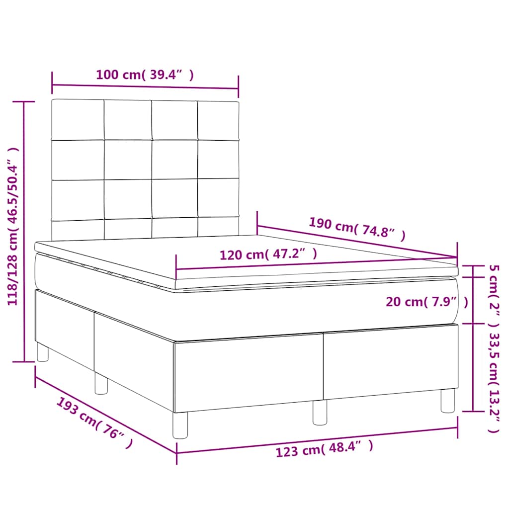 Boxspring met matras en LED stof blauw 120x190 cm is nu te koop bij PeponiXL, paradijselijk wonen!
