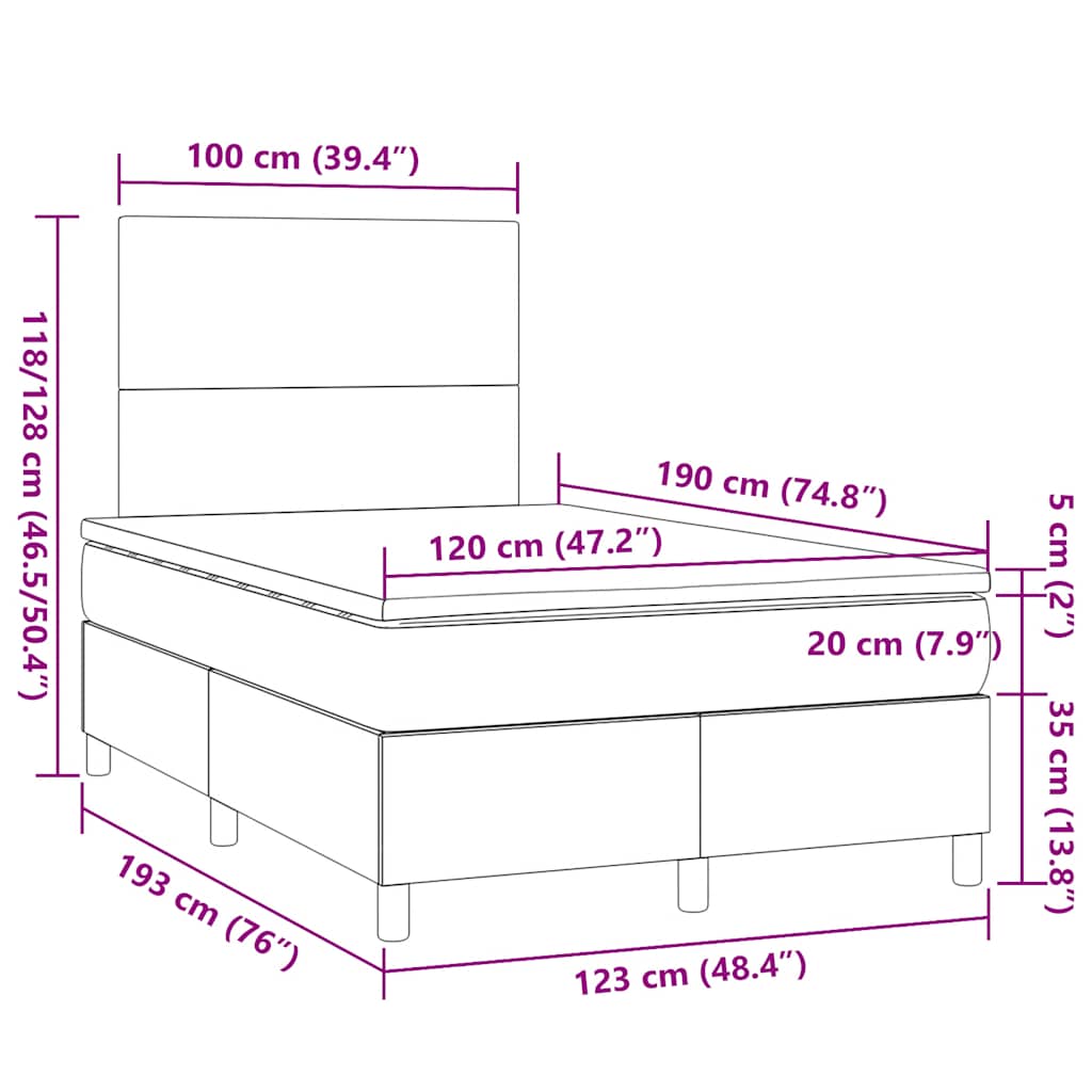 Boxspring met matras en LED stof crèmekleurig 120x190 cm is nu te koop bij PeponiXL, paradijselijk wonen!