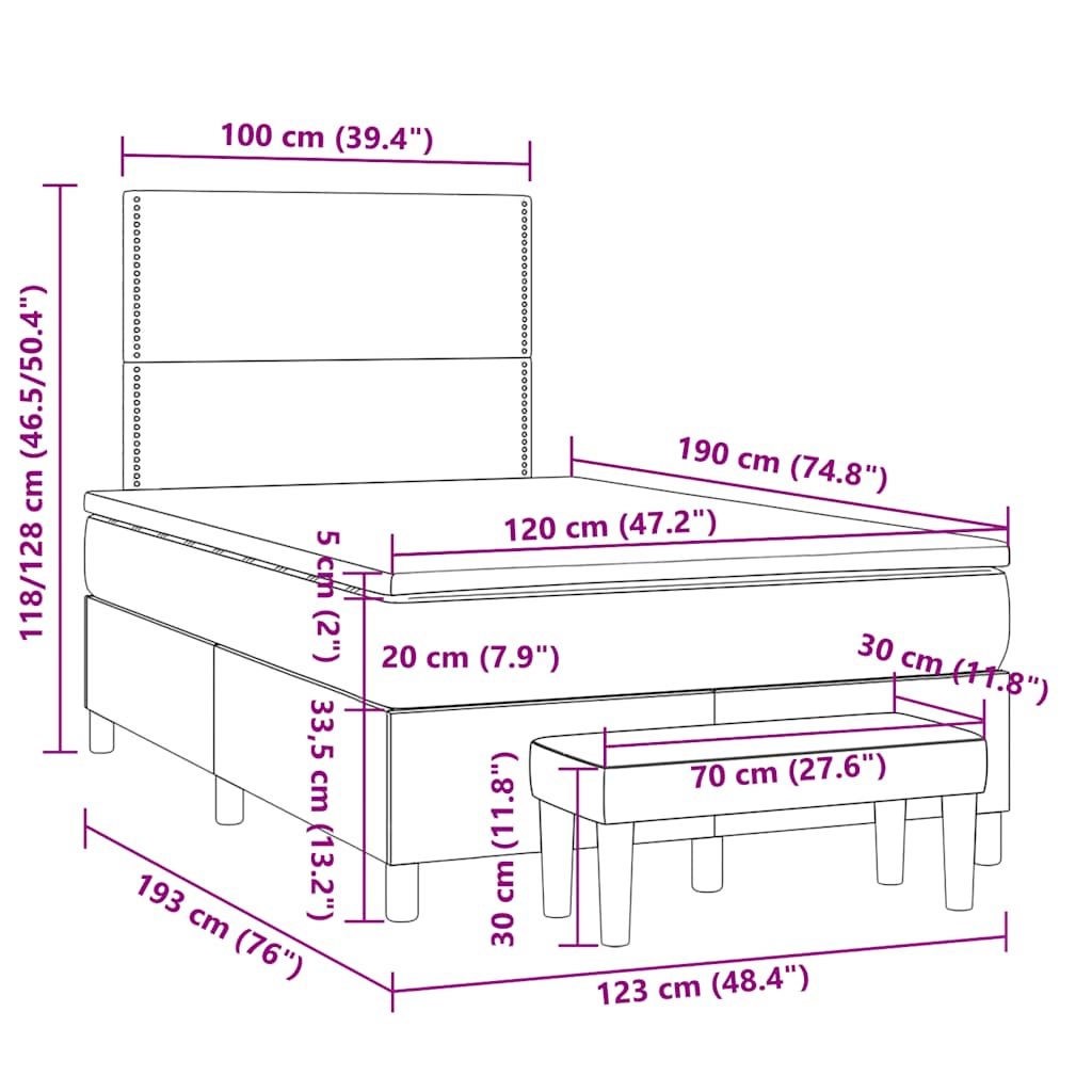 Boxspring met matras stof blauw 120x190 cm is nu te koop bij PeponiXL, paradijselijk wonen!