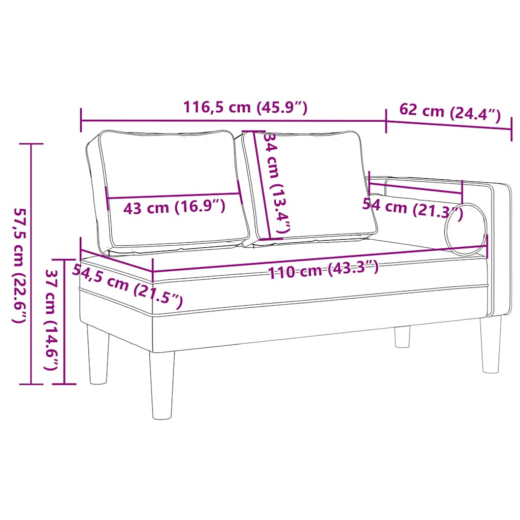 Chaise longue met kussens kunstleer bruin is nu te koop bij PeponiXL, paradijselijk wonen!