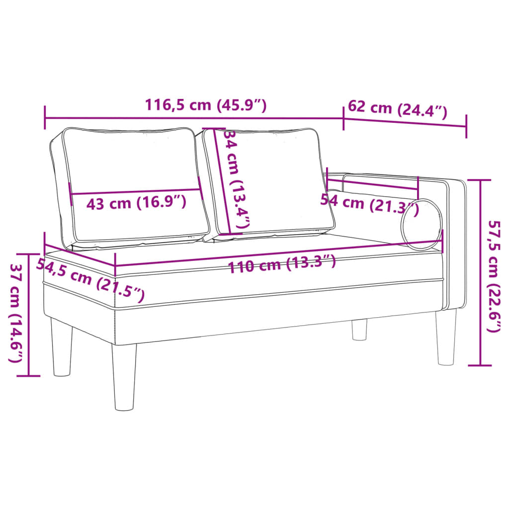 Chaise longue met kussens kunstleer wijnrood is nu te koop bij PeponiXL, paradijselijk wonen!