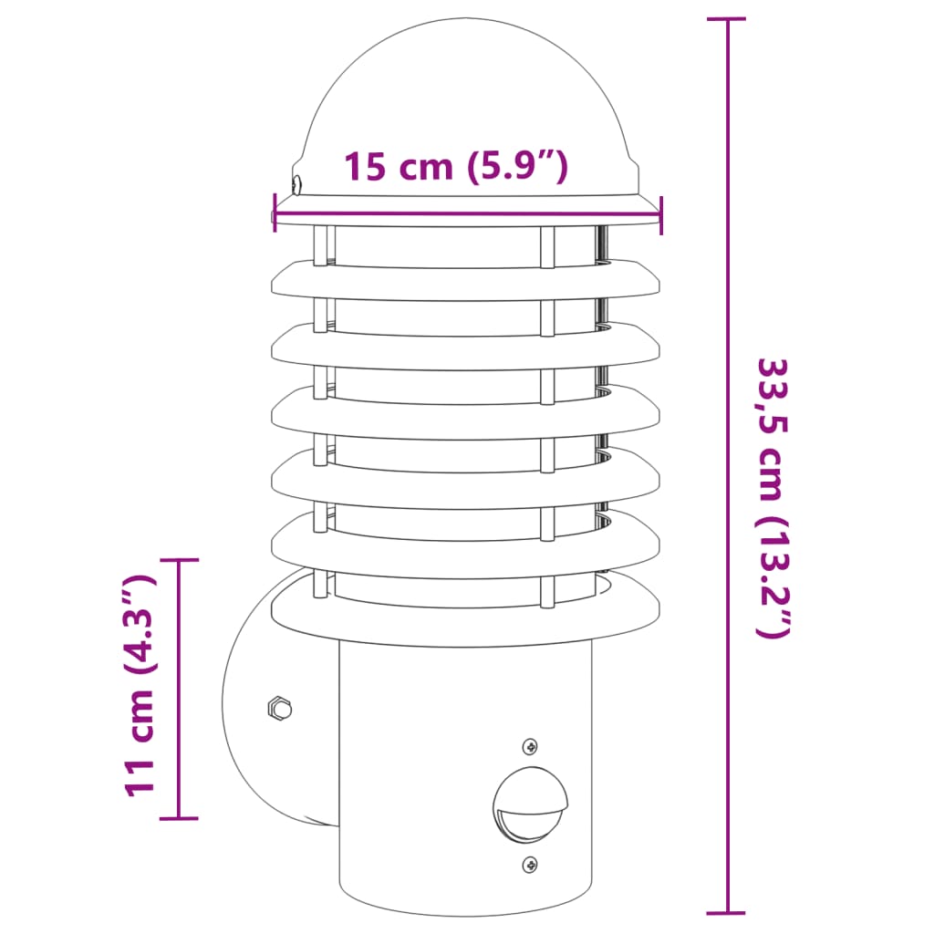 Buitenwandlamp met sensor roestvrij staal zwart is nu te koop bij PeponiXL, paradijselijk wonen!