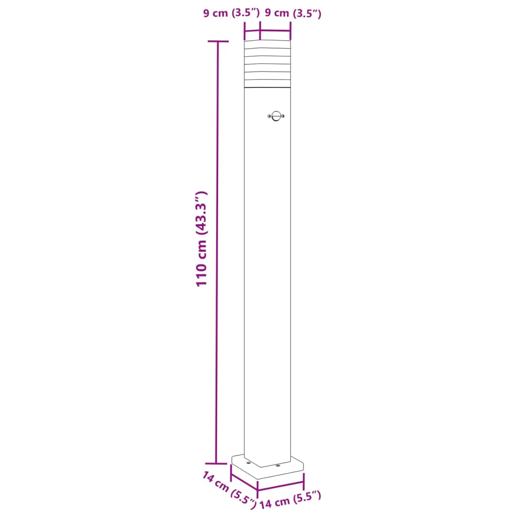 Vloerlamp voor buiten met sensor 110 cm aluminium zwart is nu te koop bij PeponiXL, paradijselijk wonen!