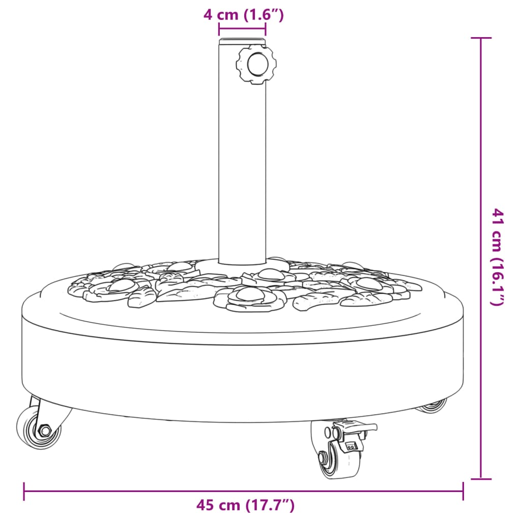 Parasolvoet met wielen voor stok van Ø38 / 48 mm 27 kg rond is nu te koop bij PeponiXL, paradijselijk wonen!