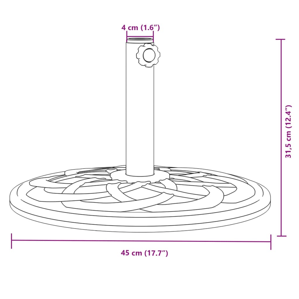 Parasolvoet voor stok van Ø38 / 48 mm 12 kg rond is nu te koop bij PeponiXL, paradijselijk wonen!