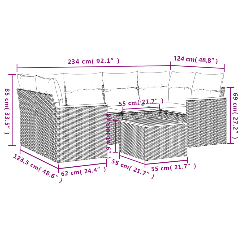 7-delige Loungeset met kussens poly rattan beige is nu te koop bij PeponiXL, paradijselijk wonen!