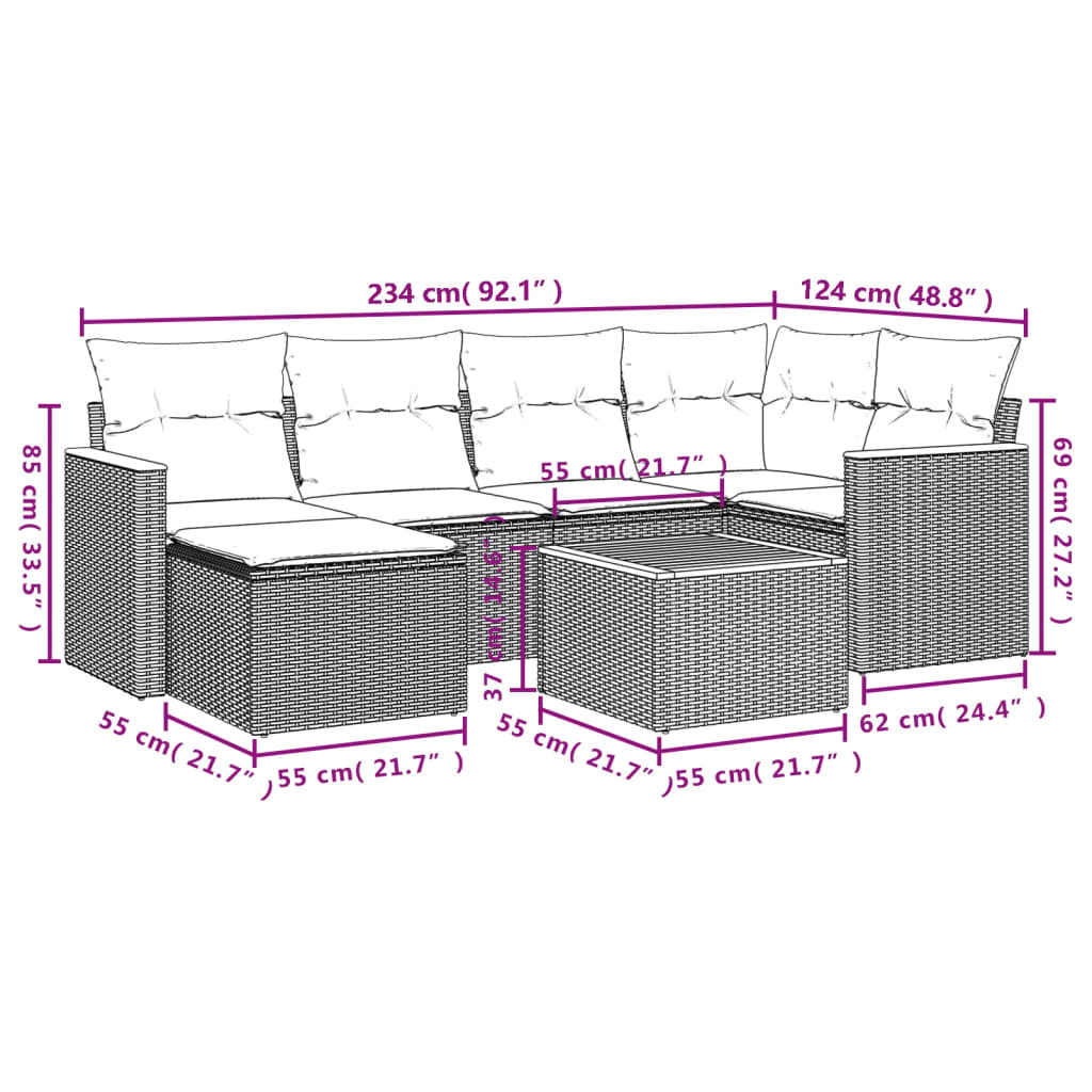 7-delige Loungeset met kussens poly rattan zwart is nu te koop bij PeponiXL, paradijselijk wonen!