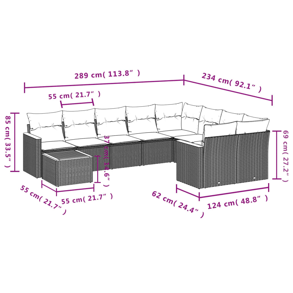 10-delige Loungeset met kussens poly rattan beige is nu te koop bij PeponiXL, paradijselijk wonen!