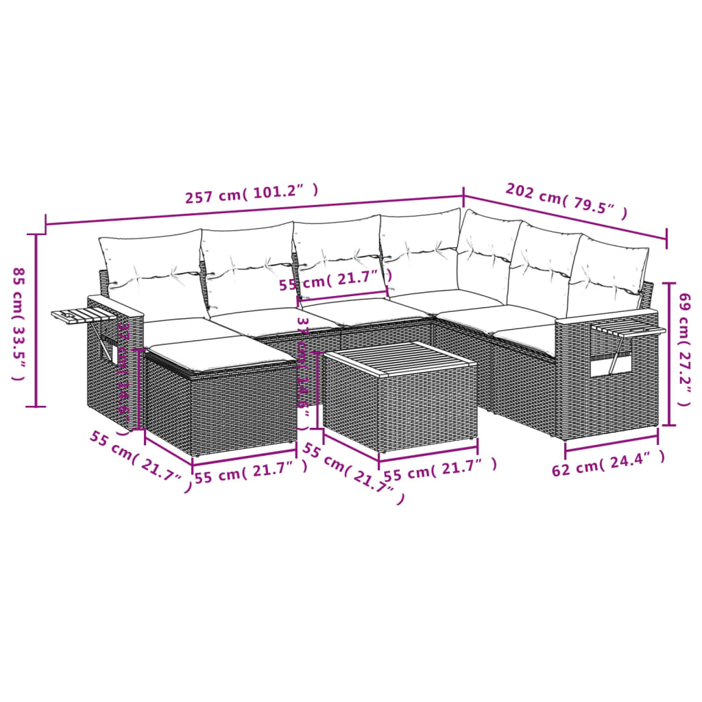 8-delige Loungeset met kussens poly rattan zwart is nu te koop bij PeponiXL, paradijselijk wonen!