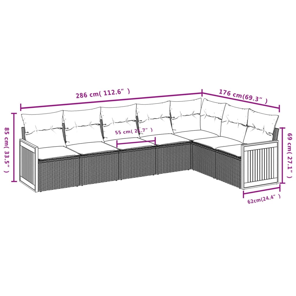 7-delige Loungeset met kussens poly rattan beige is nu te koop bij PeponiXL, paradijselijk wonen!