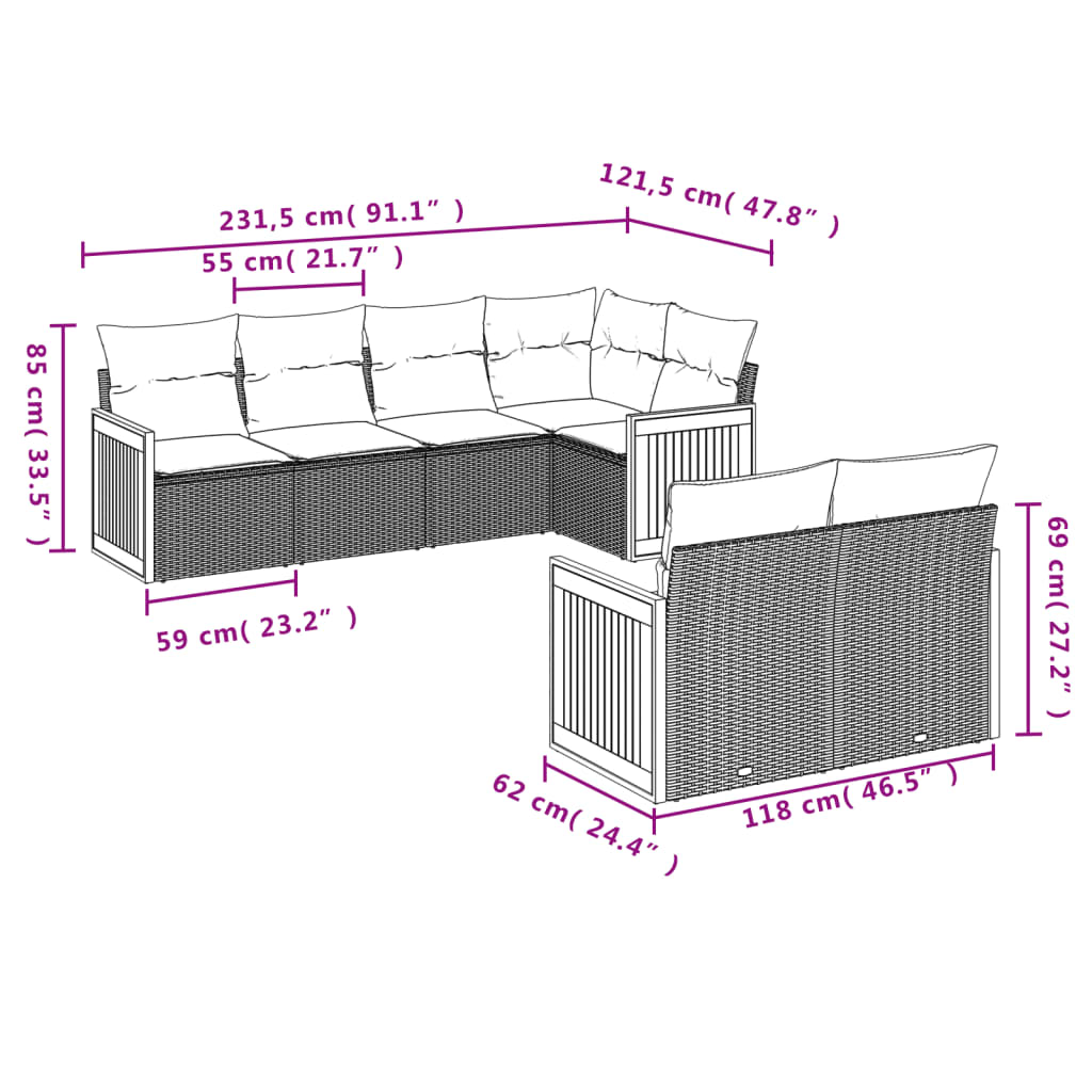 7-delige Loungeset met kussens poly rattan zwart is nu te koop bij PeponiXL, paradijselijk wonen!