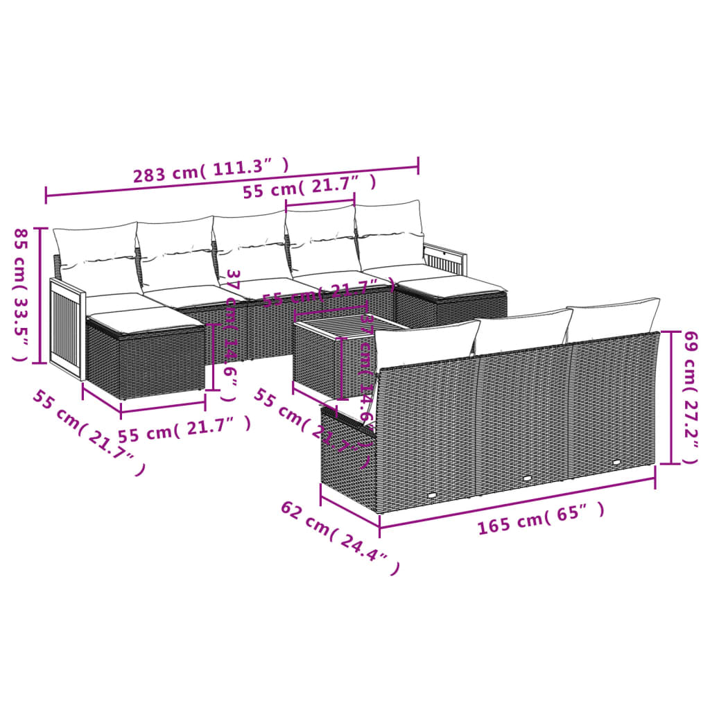 11-delige Tuinset met kussens poly rattan beige is nu te koop bij PeponiXL, paradijselijk wonen!