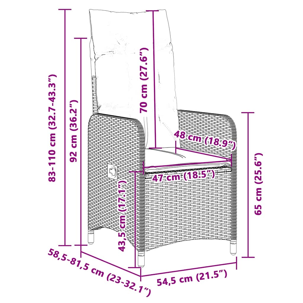 7-delige Bistroset met kussens poly rattan zwart is nu te koop bij PeponiXL, paradijselijk wonen!