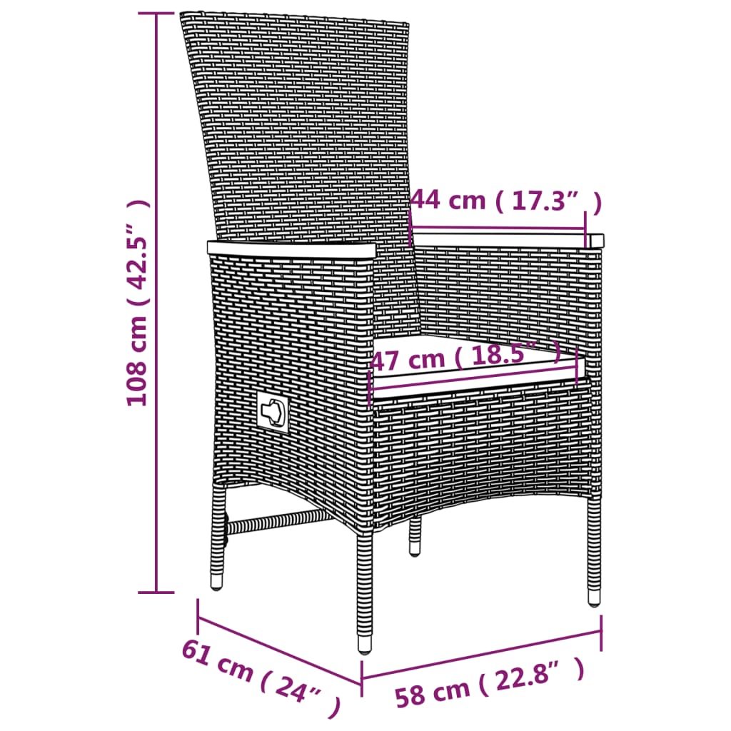3-delige Tuinset met kussens poly rattan zwart is nu te koop bij PeponiXL, paradijselijk wonen!