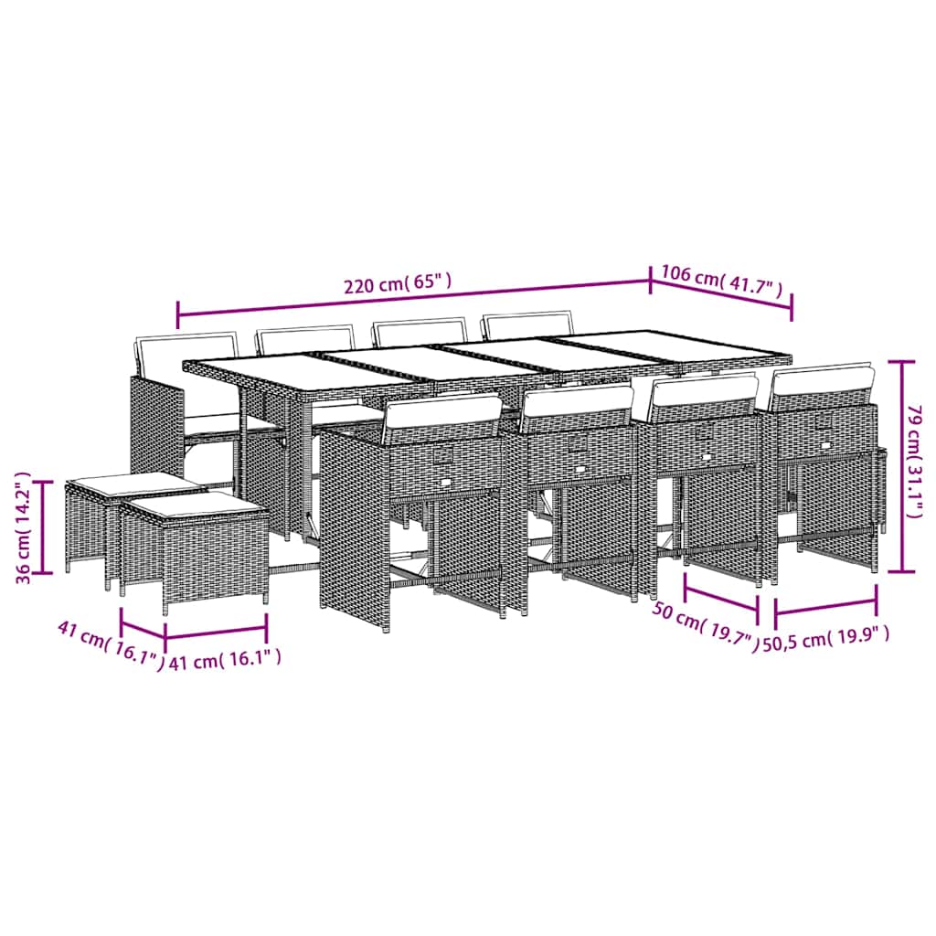 13-delige Tuinset met kussens poly rattan zwart is nu te koop bij PeponiXL, paradijselijk wonen!