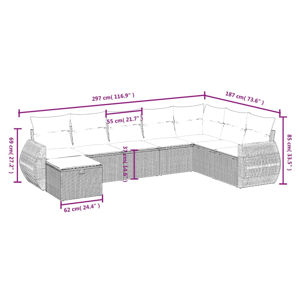 8-delige Loungeset met kussens poly rattan beige is nu te koop bij PeponiXL, paradijselijk wonen!