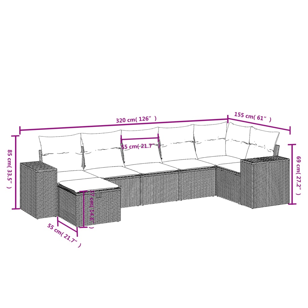 8-delige Loungeset met kussens poly rattan grijs is nu te koop bij PeponiXL, paradijselijk wonen!