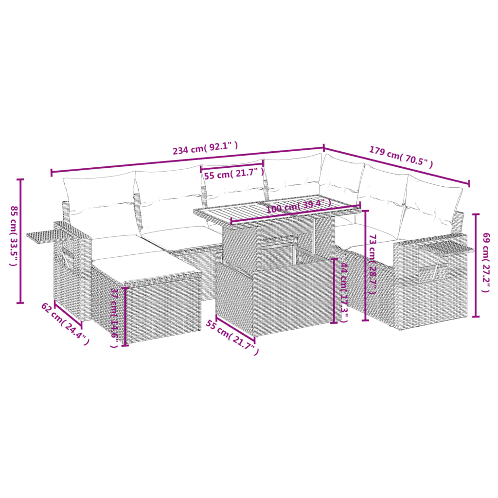 8-delige Loungeset met kussens poly rattan zwart is nu te koop bij PeponiXL, paradijselijk wonen!