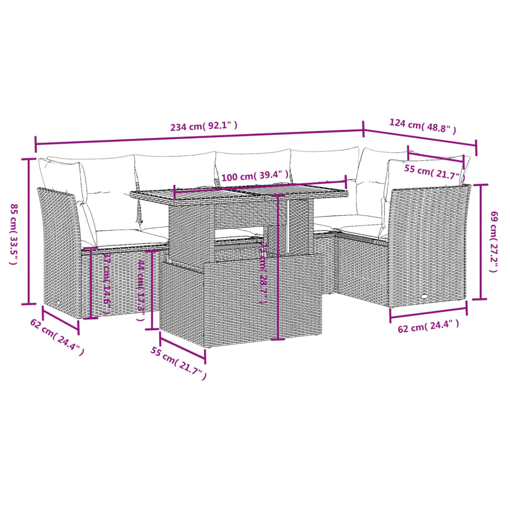 5-delige Loungeset met kussens poly rattan beige is nu te koop bij PeponiXL, paradijselijk wonen!