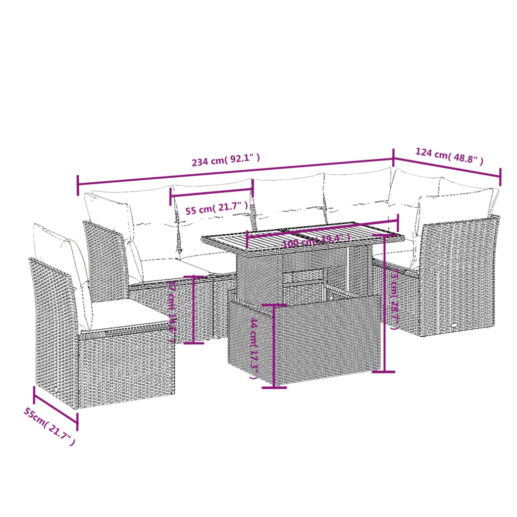 7-delige Loungeset met kussens poly rattan beige is nu te koop bij PeponiXL, paradijselijk wonen!