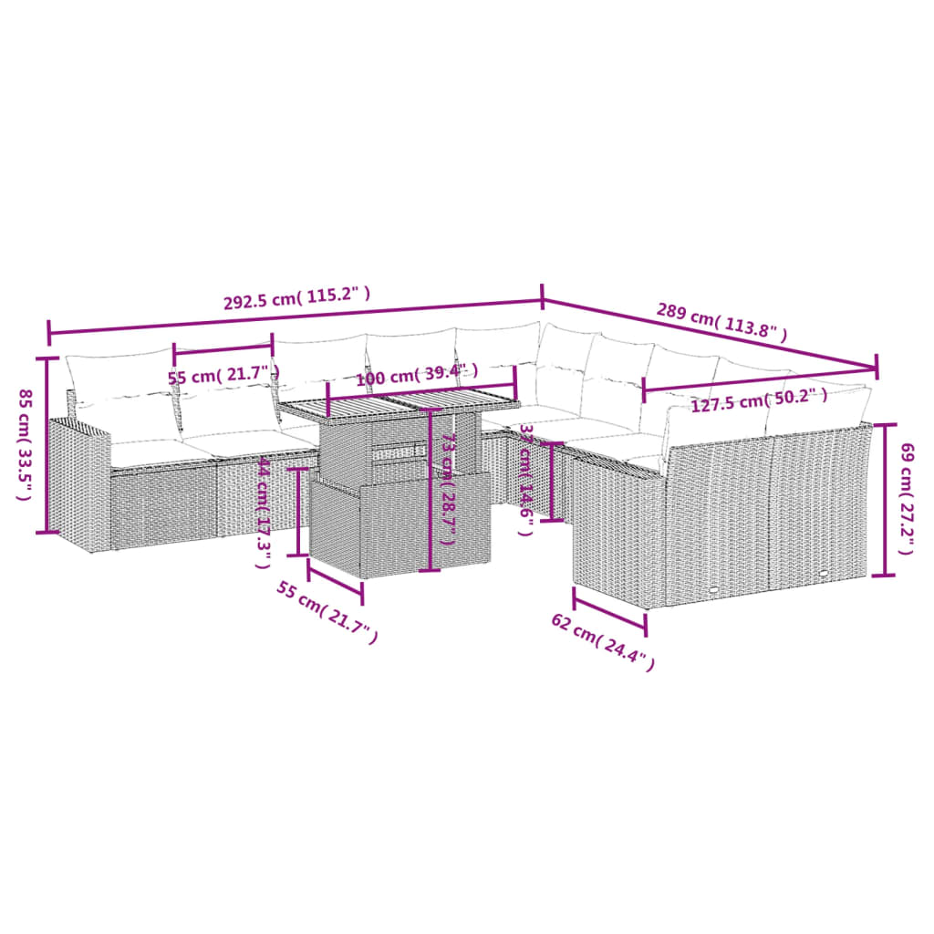 11-delige Tuinset met kussens poly rattan beige is nu te koop bij PeponiXL, paradijselijk wonen!