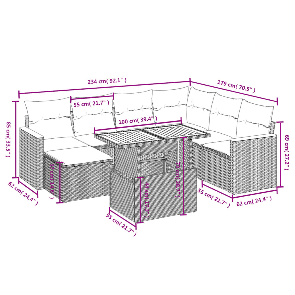 8-delige Loungeset met kussens poly rattan beige is nu te koop bij PeponiXL, paradijselijk wonen!