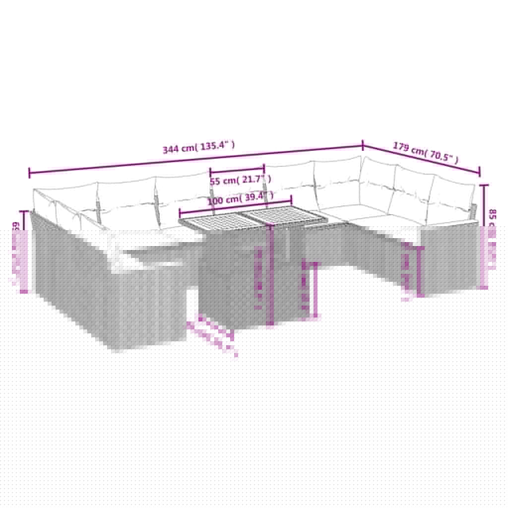 11-delige Tuinset met kussens poly rattan beige is nu te koop bij PeponiXL, paradijselijk wonen!
