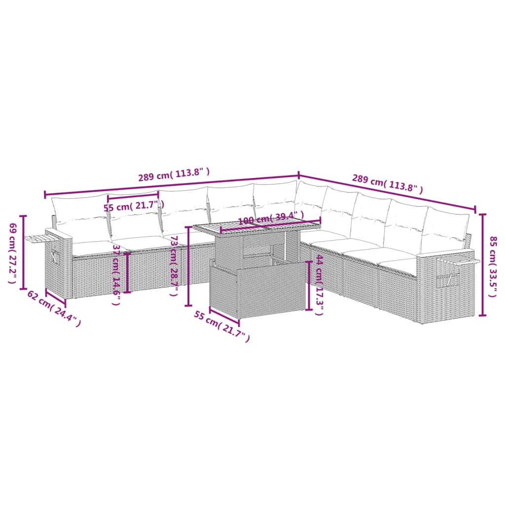 11-delige Tuinset met kussens poly rattan beige is nu te koop bij PeponiXL, paradijselijk wonen!