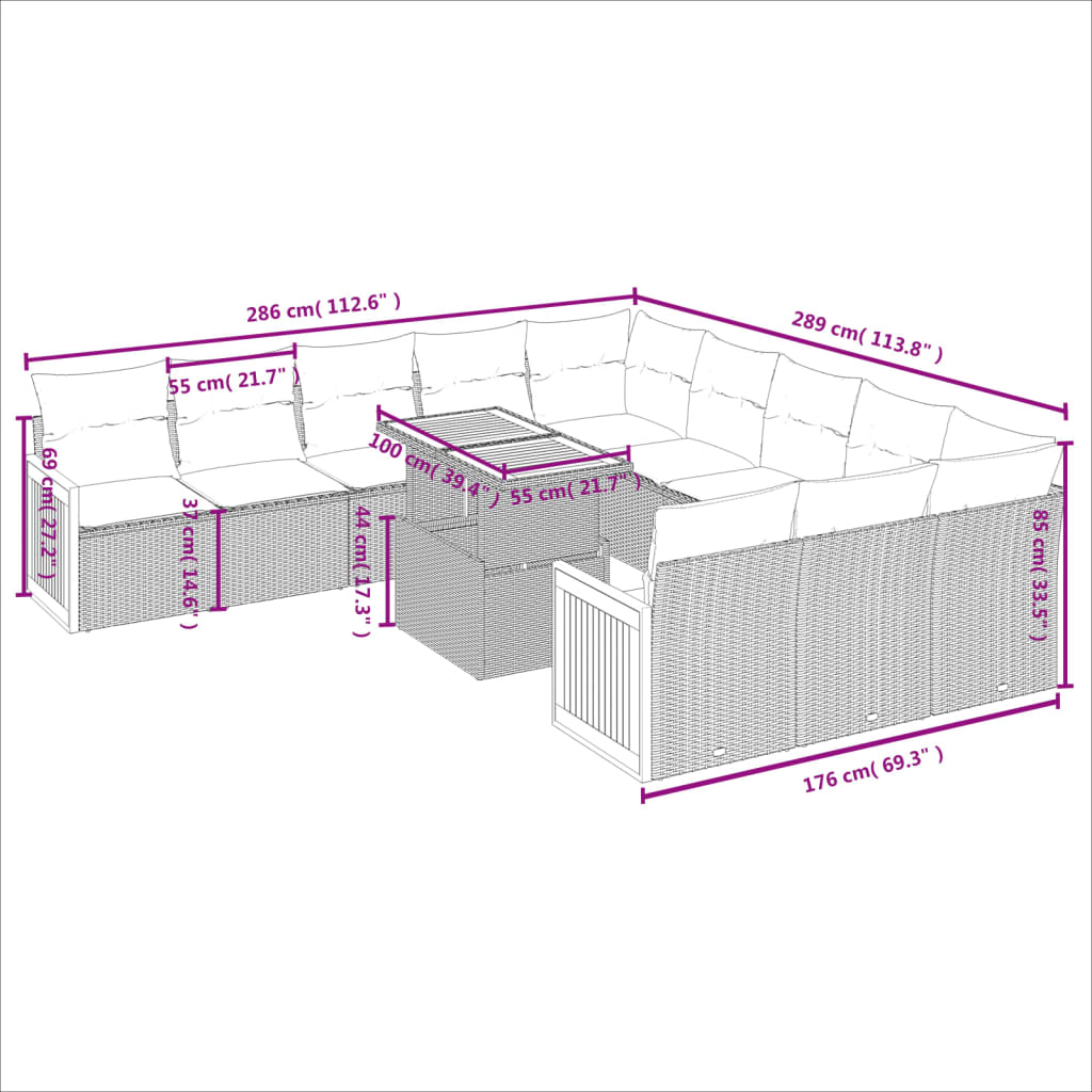 11-delige Tuinset met kussens poly rattan beige is nu te koop bij PeponiXL, paradijselijk wonen!