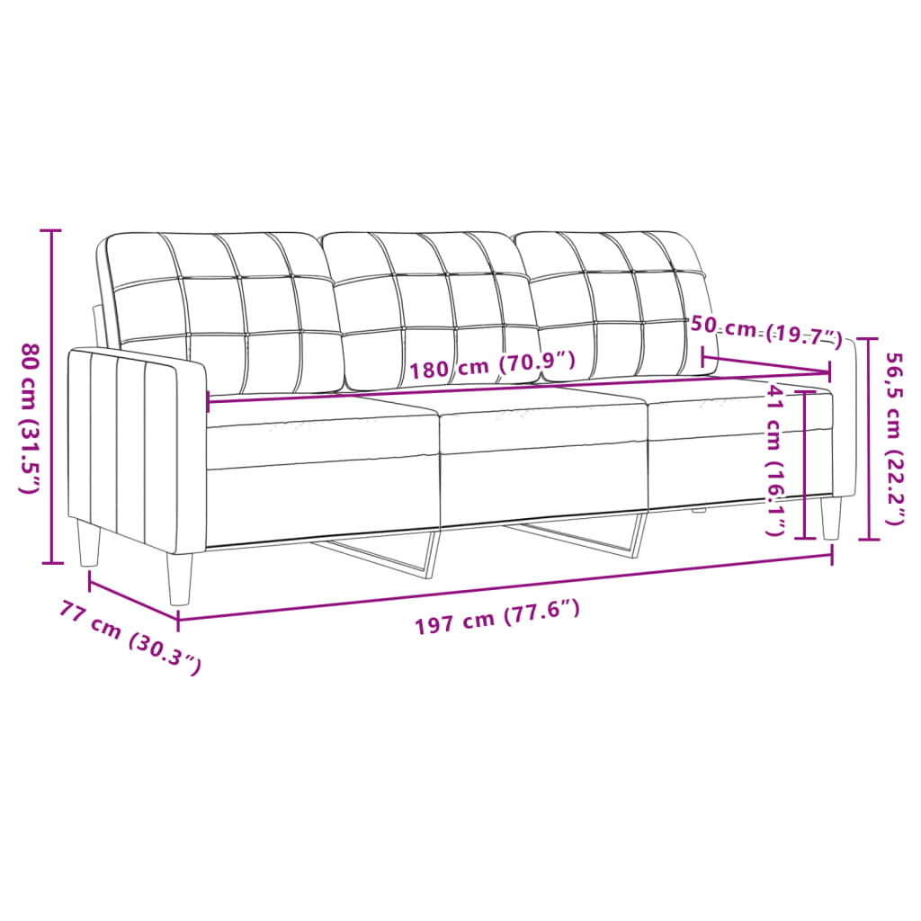 Driezitsbank 180 cm fluweel roze is nu te koop bij PeponiXL, paradijselijk wonen!