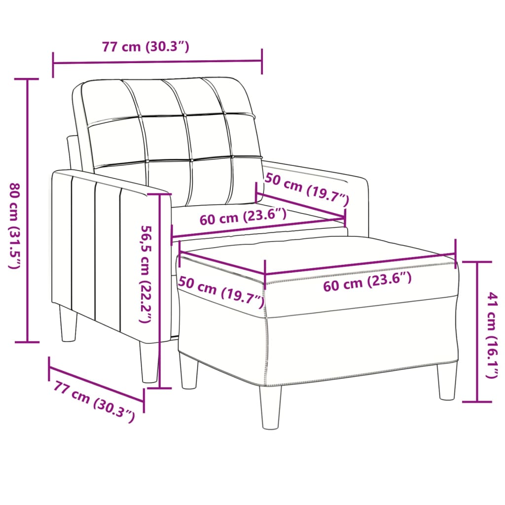 Fauteuil met voetenbank 60 cm fluweel geel is nu te koop bij PeponiXL, paradijselijk wonen!